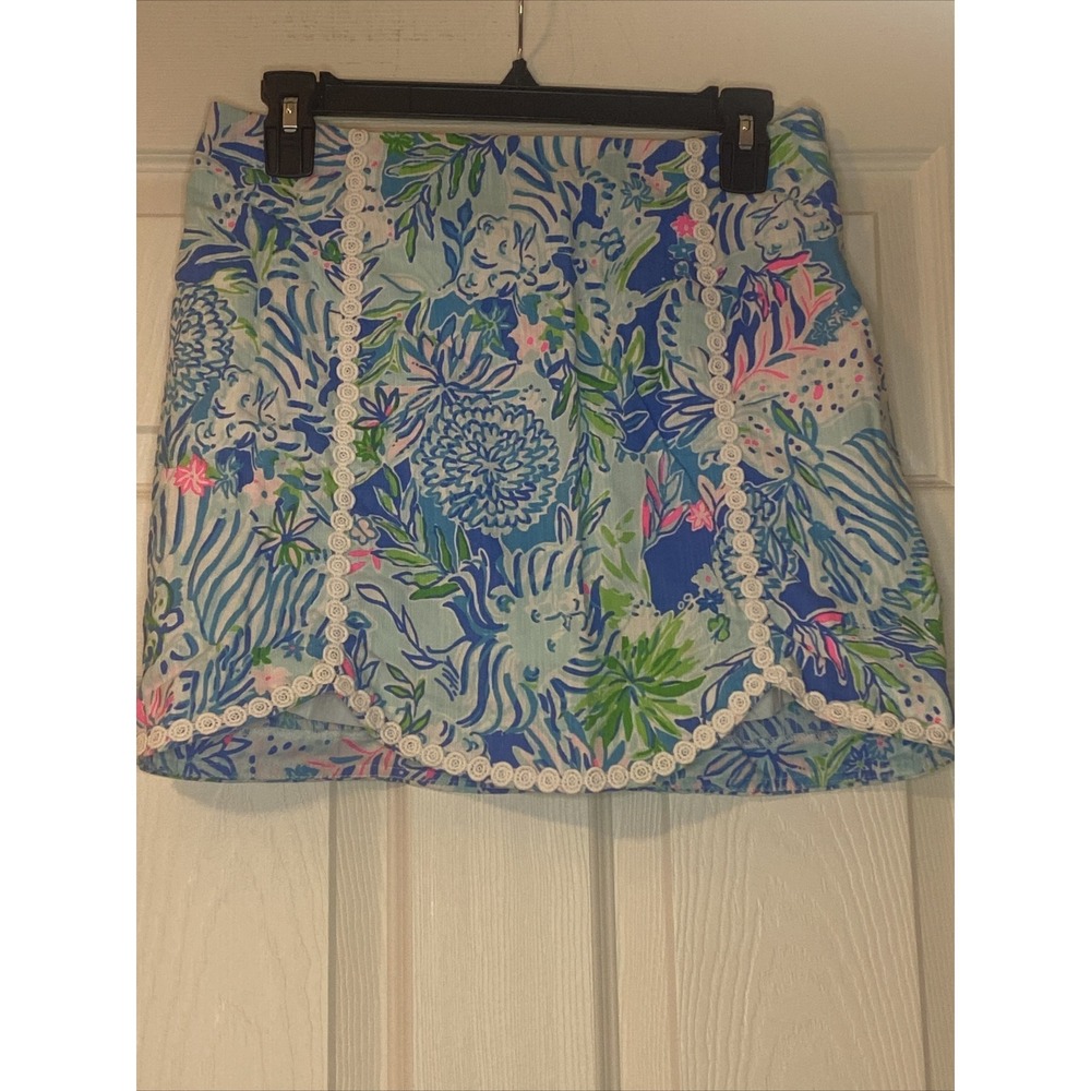 Lilly Pulitzer Patty Skort Coastal Blue Lion Around,  Size 2 - Picture 2 of 5
